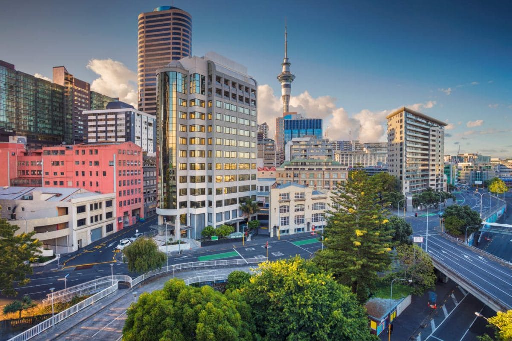Aerial cityscape image of Auckland skyline, New Zealand during summer day. | Ambienta