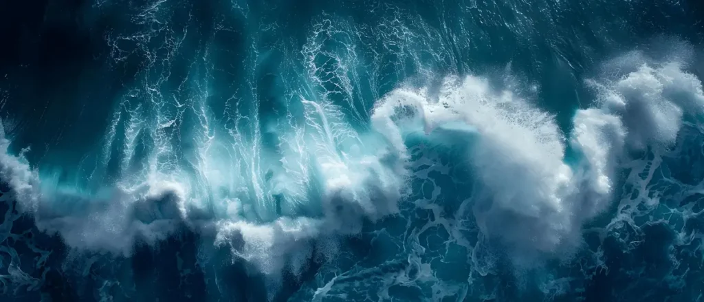 El Latido De Los Océanos Por Qué Su Protección Es Nuestra Prioridad Vista aérea del océano azul profundo que representa el latido del planeta y la necesidad de su protección.