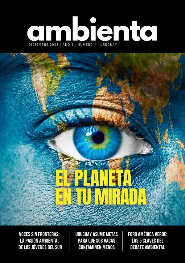 Tapa de la Revista Ambienta, edición diciembre 2023. El ojo sobre el planeta representa la mirada sostenible.