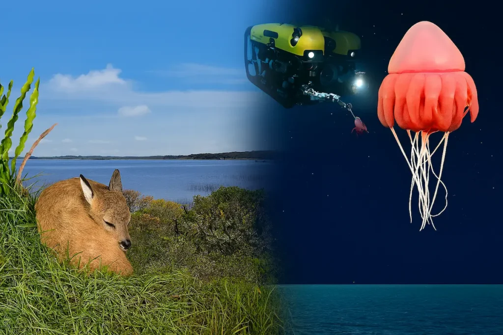 hitos-ambientales-uruguay-2025 | Ambienta Imagen simbólica de los hitos ambientales en Uruguay durante 2025: fauna autóctona, áreas protegidas y exploración marina.