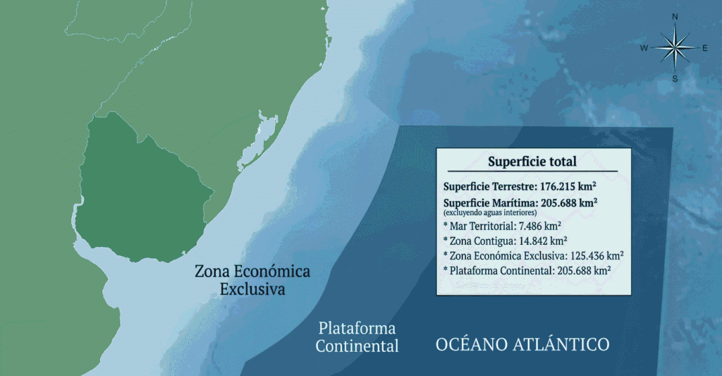 Uruguay Un Gigante Marítimo Sin Barcos Para Conocer Su Propio Océano Infografía cartográfica que ilustra el Espacio marítimo uruguayo. Basado en datos oficiales del Ministerio de Relaciones Exteriores.