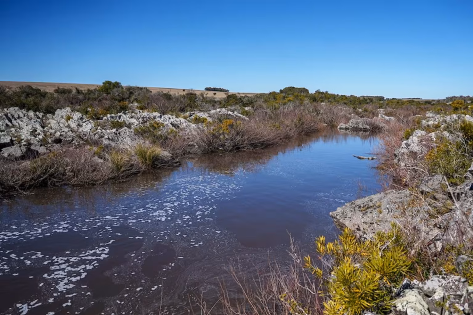 Río Casupá en el Paso de la Corriente, donde se proyecta la represa de OSE.