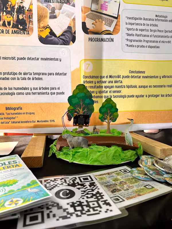 Dispositivo Microbit del proyecto Árboles en Alerta para detectar la tala de ombúes en San Carlos.